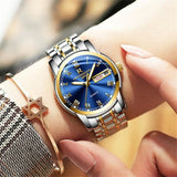 Woman Watch Business Waterproof Clock Auto Date Silver Steel