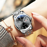 Woman Watch Business Waterproof Clock Auto Date Silver Steel
