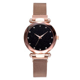 Woman Watch Luxury Mesh Magnet Buckle Starry Quartz