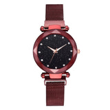 Woman Watch Luxury Mesh Magnet Buckle Starry Quartz
