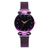 Woman Watch Luxury Mesh Magnet Buckle Starry Quartz