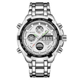 Man Watch Luxury Brand Waterproof Military Sport   Silver Steel Digital Quartz Analog