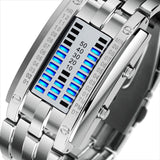 Man Watch Fashion Creative Sport ,Stainless Steel Strap LED Display , 5Bar Waterproof Digital Watch