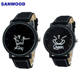 Woman Watch  Couple  Queen King Crown Fuax Leather Quartz Analog Wrist