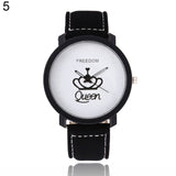 Woman Watch  Couple  Queen King Crown Fuax Leather Quartz Analog Wrist