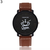 Woman Watch  Couple  Queen King Crown Fuax Leather Quartz Analog Wrist