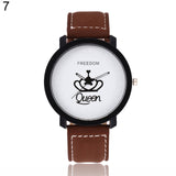 Woman Watch  Couple  Queen King Crown Fuax Leather Quartz Analog Wrist