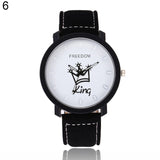 Woman Watch  Couple  Queen King Crown Fuax Leather Quartz Analog Wrist