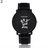 Woman Watch  Couple  Queen King Crown Fuax Leather Quartz Analog Wrist