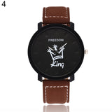 Woman Watch  Couple  Queen King Crown Fuax Leather Quartz Analog Wrist