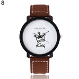 Woman Watch  Couple  Queen King Crown Fuax Leather Quartz Analog Wrist