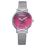 Woman Watch Wristwatches Luxury Silver Popular Pink Dial Flowers Metal Ladies Bracelet Quartz