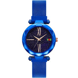 Woman Watch Luxury Rose Gold Starry Sky Magnetic Mesh Band Quartz Wristwatch Diamond Watches