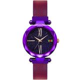 Woman Watch Luxury Rose Gold Starry Sky Magnetic Mesh Band Quartz Wristwatch Diamond Watches