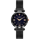 Woman Watch Luxury Rose Gold Starry Sky Magnetic Mesh Band Quartz Wristwatch Diamond Watches