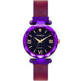 Woman Watch Luxury Rose Gold Starry Sky Magnetic Mesh Band Quartz Wristwatch Diamond Watches