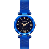 Woman Watch Luxury Rose Gold Starry Sky Magnetic Mesh Band Quartz Wristwatch Diamond Watches