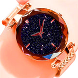 Woman Watch Luxury Rose Gold Starry Sky Magnetic Mesh Band Quartz Wristwatch Diamond Watches
