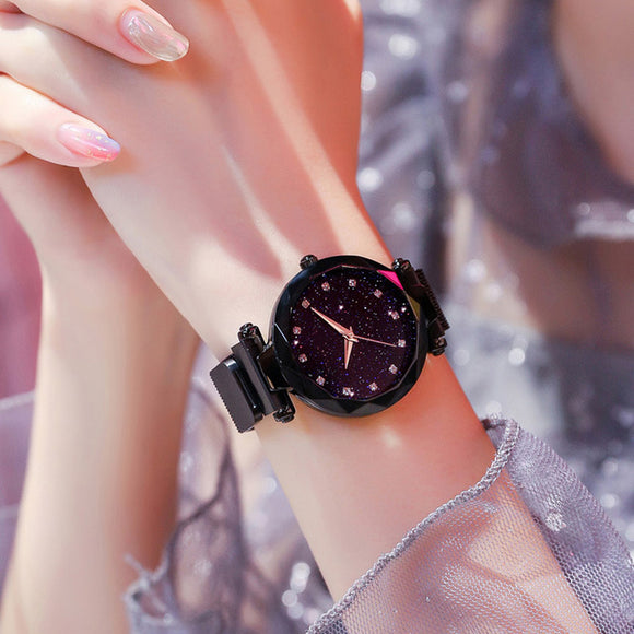 Woman Watch  Luxury   Ladies Magnetic Starry Sky Clock Fashion Diamond  Quartz Wristwatches