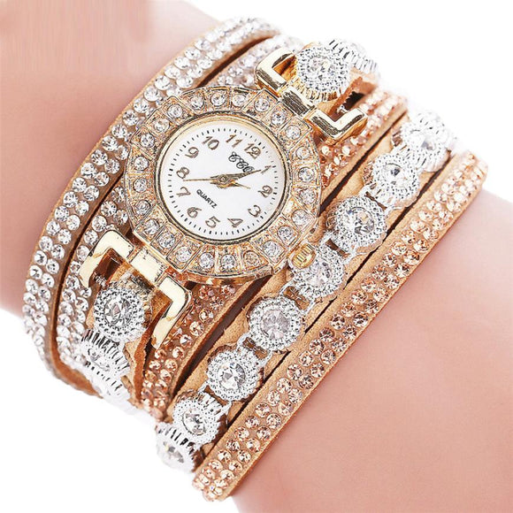 Woman Watch  2019  Quartz   Leather  Rhinestone Bracelet Watches