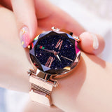 Woman Watch Luxury Rose Gold   Magnet Starry sky Wrist