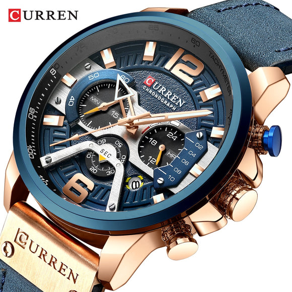 Man Watch Casual Sport  Blue Top Brand Luxury Military Leather Wrist