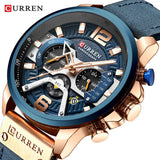 Man Watch Casual Sport  Blue Top Brand Luxury Military Leather Wrist