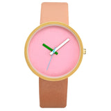 Woman Watch Gray Contrast Leather Quartz  s Lovers Unisex Casual   Wrist Watch