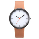 Woman Watch Gray Contrast Leather Quartz  s Lovers Unisex Casual   Wrist Watch