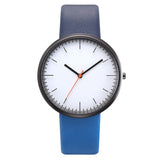Woman Watch Gray Contrast Leather Quartz  s Lovers Unisex Casual   Wrist Watch