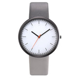 Woman Watch Gray Contrast Leather Quartz  s Lovers Unisex Casual   Wrist Watch