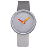 Woman Watch Gray Contrast Leather Quartz  s Lovers Unisex Casual   Wrist Watch