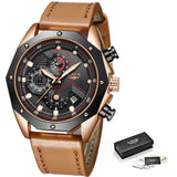 Man Watch  Top Brand Luxury Quartz Gold   Casual Leather Military Waterproof Sport