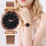 Woman Watch Best Selling Women Mesh Magnet Buckle Starry Sky Watch Casual Luxury