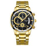 Man Watch Gold And Black  Top Brand Luxury Sports  2019