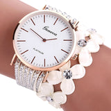 Woman Watch Fashion Geneva Flowers Dress Elegant Quartz Bracelet   Crystal Diamond Wrist