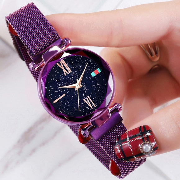 Woman Watch Luxury Rose Gold  Minimalism Starry sky Magnet Buckle Fashion Casual