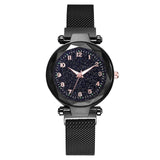 Woman Watch Luxury Rose Gold Starry Sky Magnetic Mesh Band Quartz Wristwatch Diamond Watches
