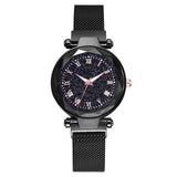 Woman Watch Luxury Rose Gold Starry Sky Magnetic Mesh Band Quartz Wristwatch Diamond Watches