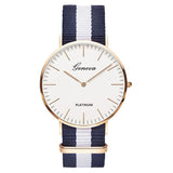 Man Watch Fashion Casual Quartz  Multicolor Nylon Cloth Watchband Wristwatch Simple Designer
