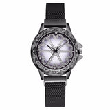 Woman Watch Best Selling Mesh Magnet Buckle Lucky Flower   Luxury Ladies Rhinestone Quartz