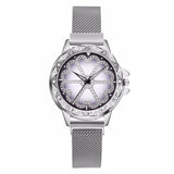 Woman Watch Best Selling Mesh Magnet Buckle Lucky Flower   Luxury Ladies Rhinestone Quartz