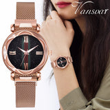 Woman Watch Best Selling Fashion  Rose Gold   Starry Sky Ladies Dress Quartz Flower Surface