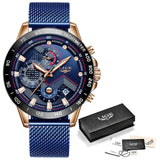 Man Watch 2019 New Blue Casual Mesh Belt Fashion Quartz Gold  Top Brand Luxury , Waterproof