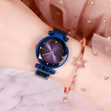 Woman Watch Best Selling  Mesh Magnet Buckle Starry Sky  Casual Luxury Ladies Geometric Surface Quartz
