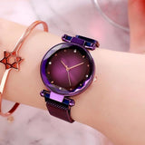 Woman Watch Best Selling  Mesh Magnet Buckle Starry Sky  Casual Luxury Ladies Geometric Surface Quartz