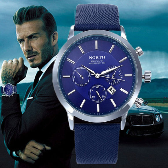 Man Watch Top Luxury Brand Reloj Hombre Business Quartz  Blue WristWatches Military Sports