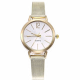 Woman Watch Fashion Stainless Steel Silver Gold Mesh  Unique Simple  Casual Quartz