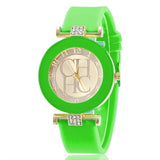 Woman Watch New simple leather Brand Geneva Casual Quartz  Women Crystal Silicone