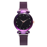 Woman Watch Luxury   Mesh Ladies  Magnet Buckle Starry Diamond Geometric Surface Casual Dress Quartz Wristwatch